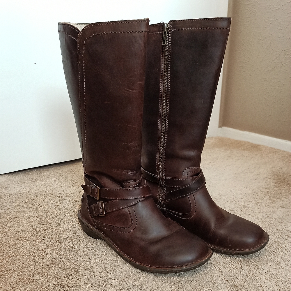 UGG Rosen Leather Riding Boots | sz 8, Espresso Brown, original box